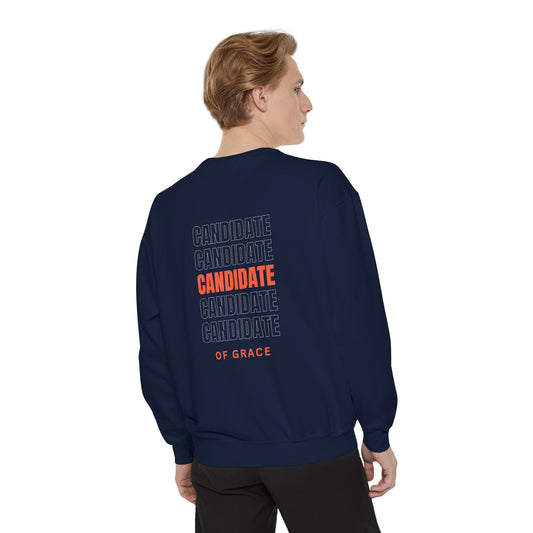 Grace Cross Sweatshirt — "Candidate of Grace" Christian Pullover