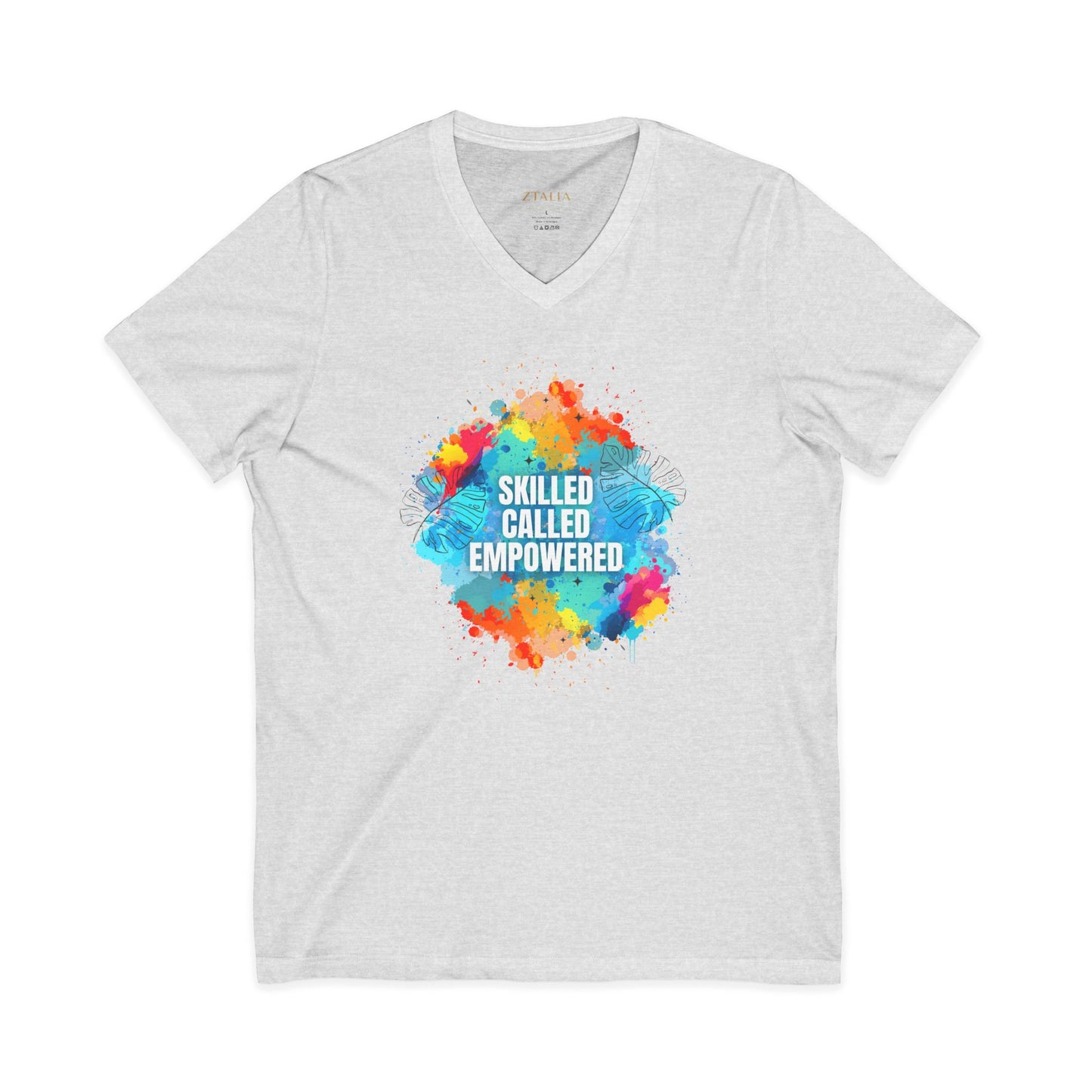 Skilled Called Empowered V-Neck Tee — Inspirational Watercolor Crew Shirt