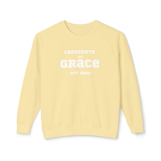 Candidate of Grace Sweatshirt — Cloud Sky Crewneck (Est. 2026)