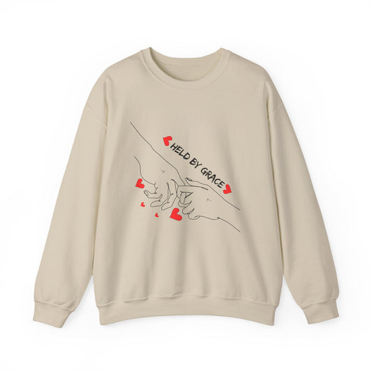 Crewneck Sweatshirt — "Held By Grace" Minimal Line Art Hands Design