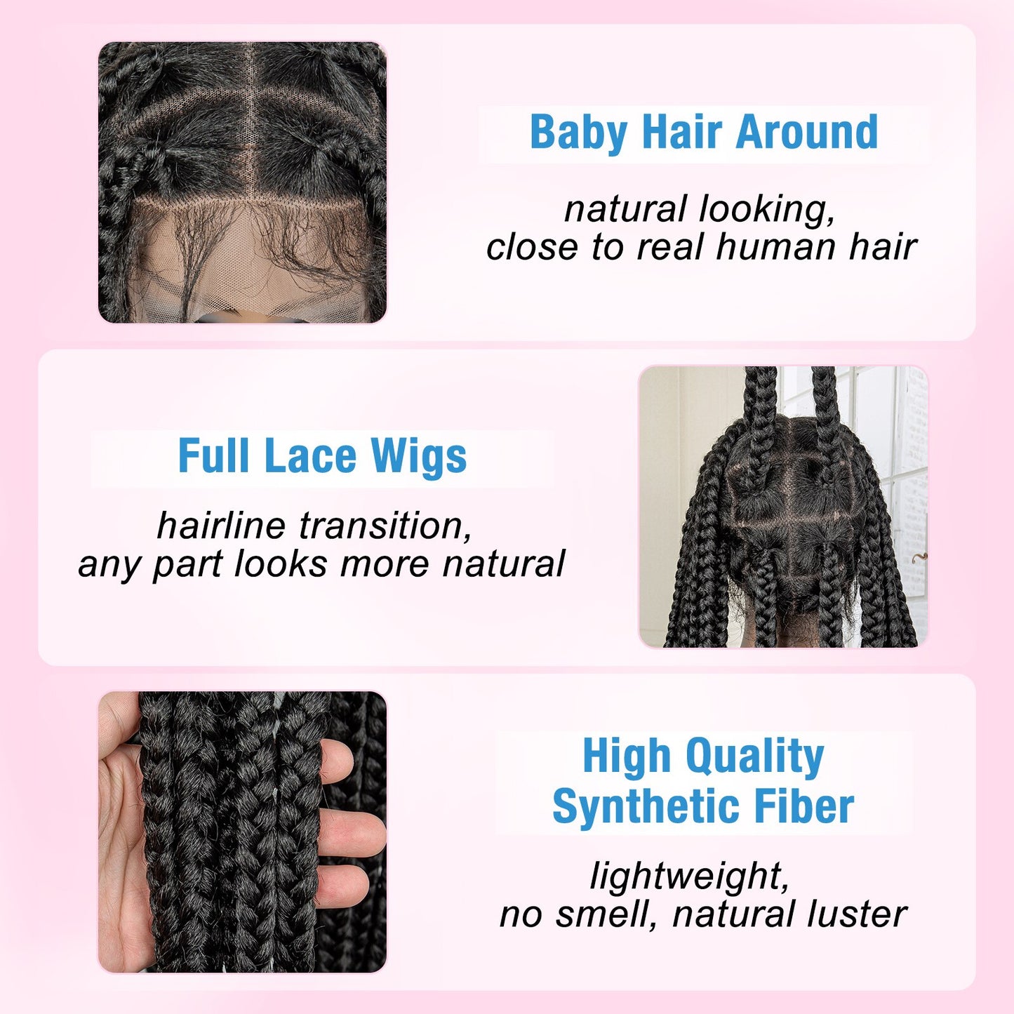 Synthetic Lace Front Knotless Cornrow Wig