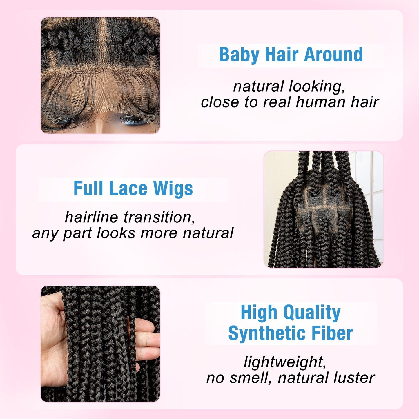 Full Lace Cornrow Box Braided Wig with Baby Hair