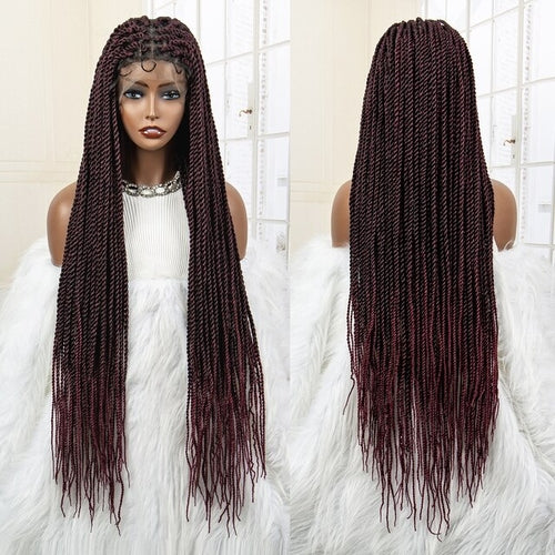 Twist Braided Lace Wig 40-Inch Knotless Synthetic
