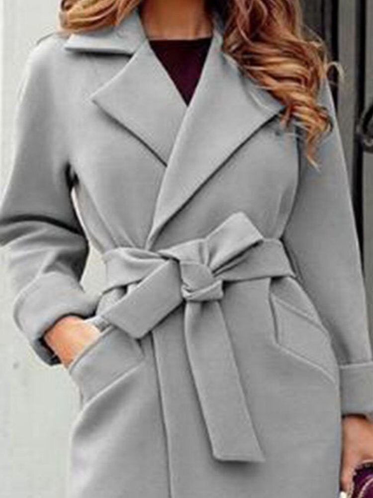 Women Long Belt Jacket Coats
