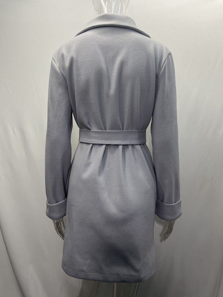 Women Long Belt Jacket Coats