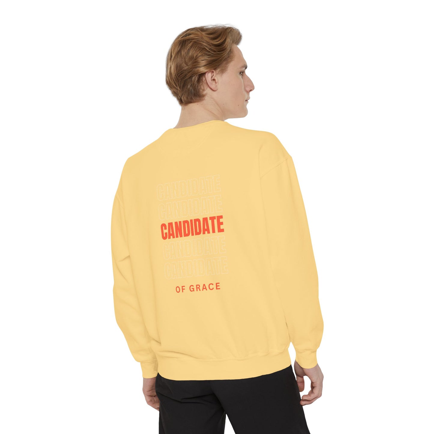 Grace Cross Sweatshirt — "Candidate of Grace" Christian Pullover