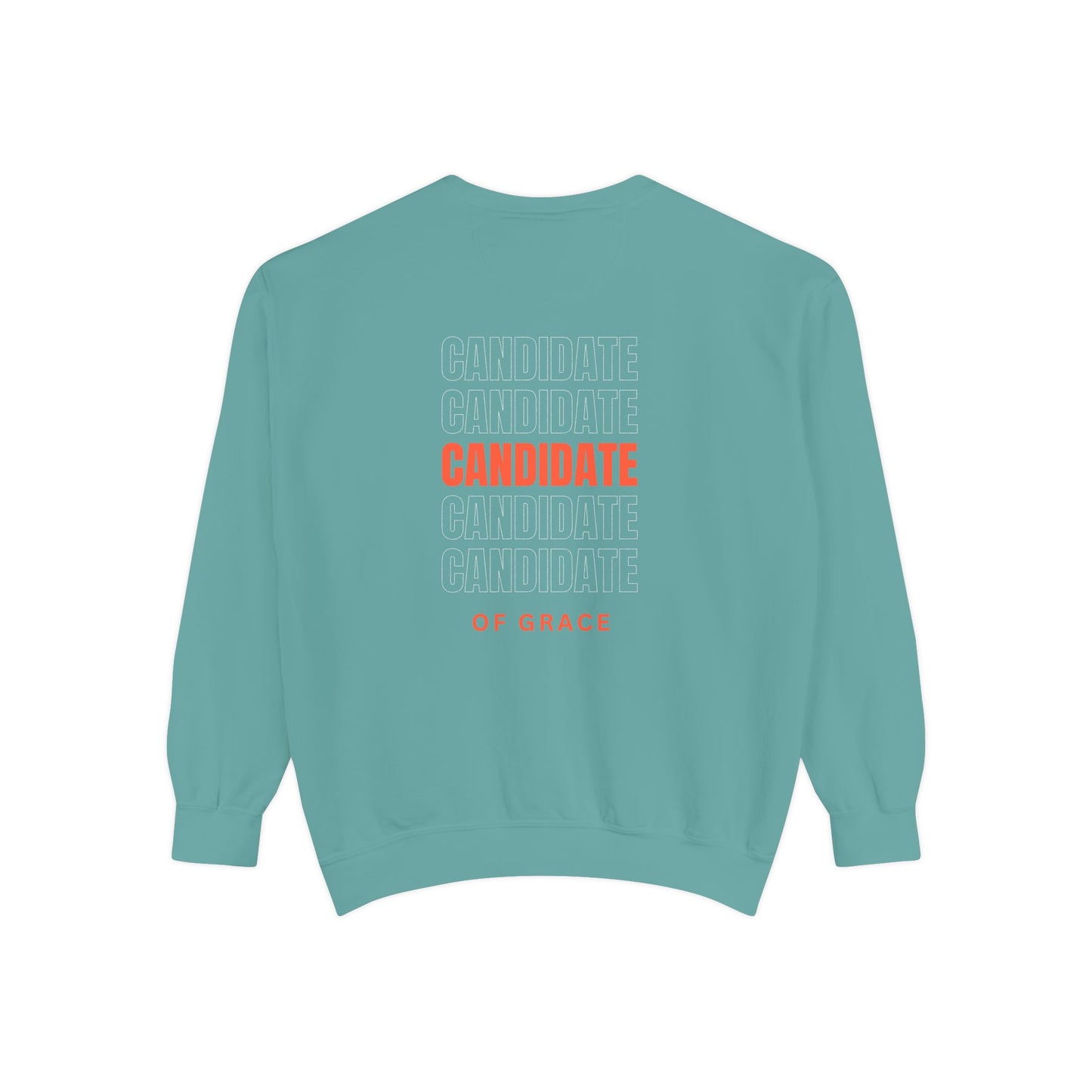 Grace Cross Sweatshirt — "Candidate of Grace" Christian Pullover