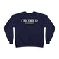 Crewneck Sweatshirt — "Certified by Experience" Minimal Graphic
