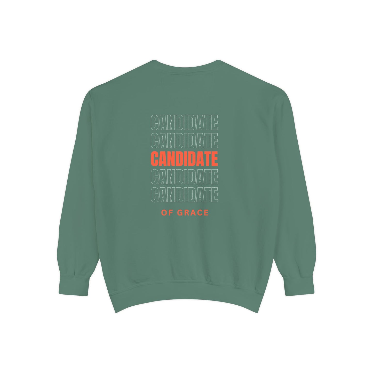 Grace Cross Sweatshirt — "Candidate of Grace" Christian Pullover