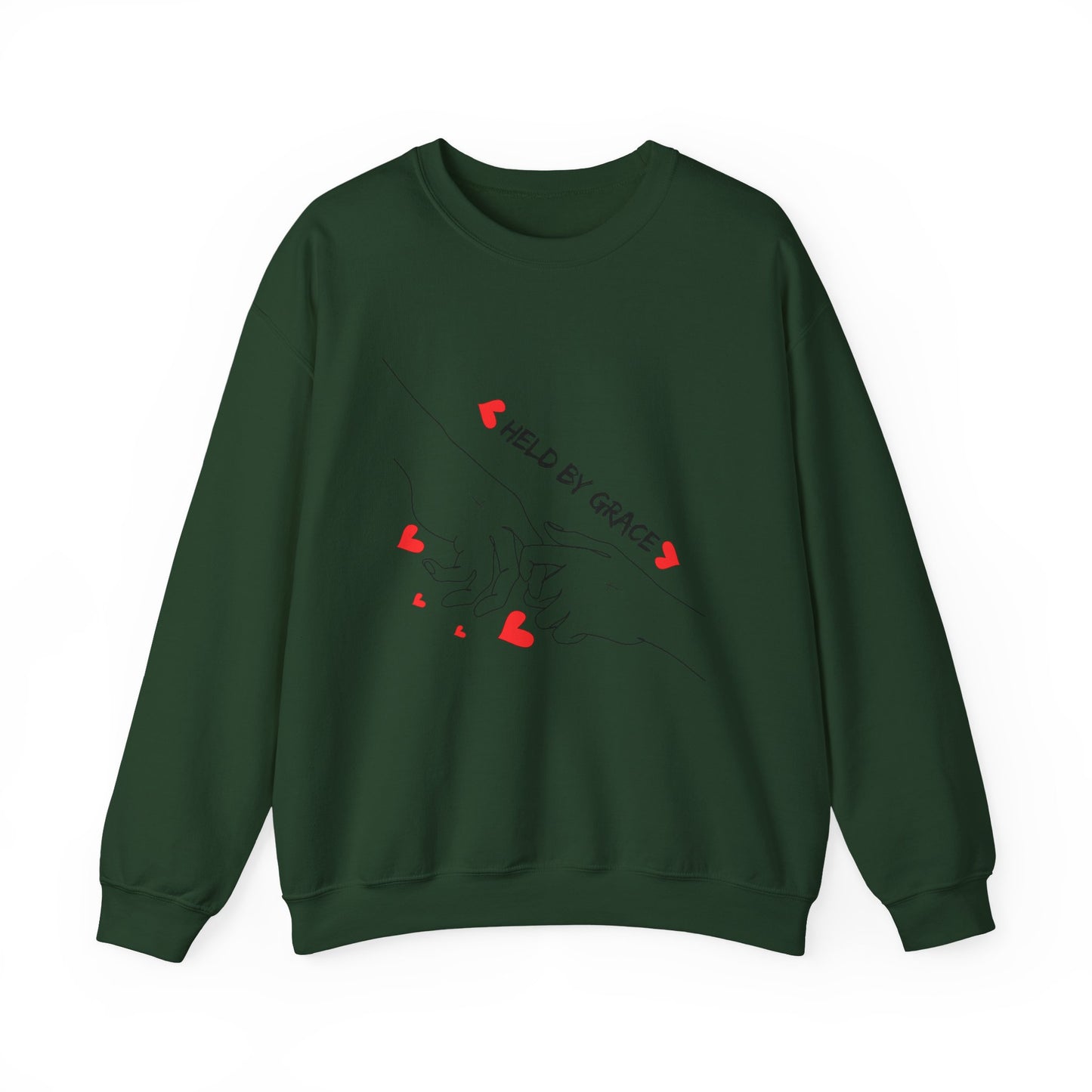 Crewneck Sweatshirt — "Held By Grace" Minimal Line Art Hands Design
