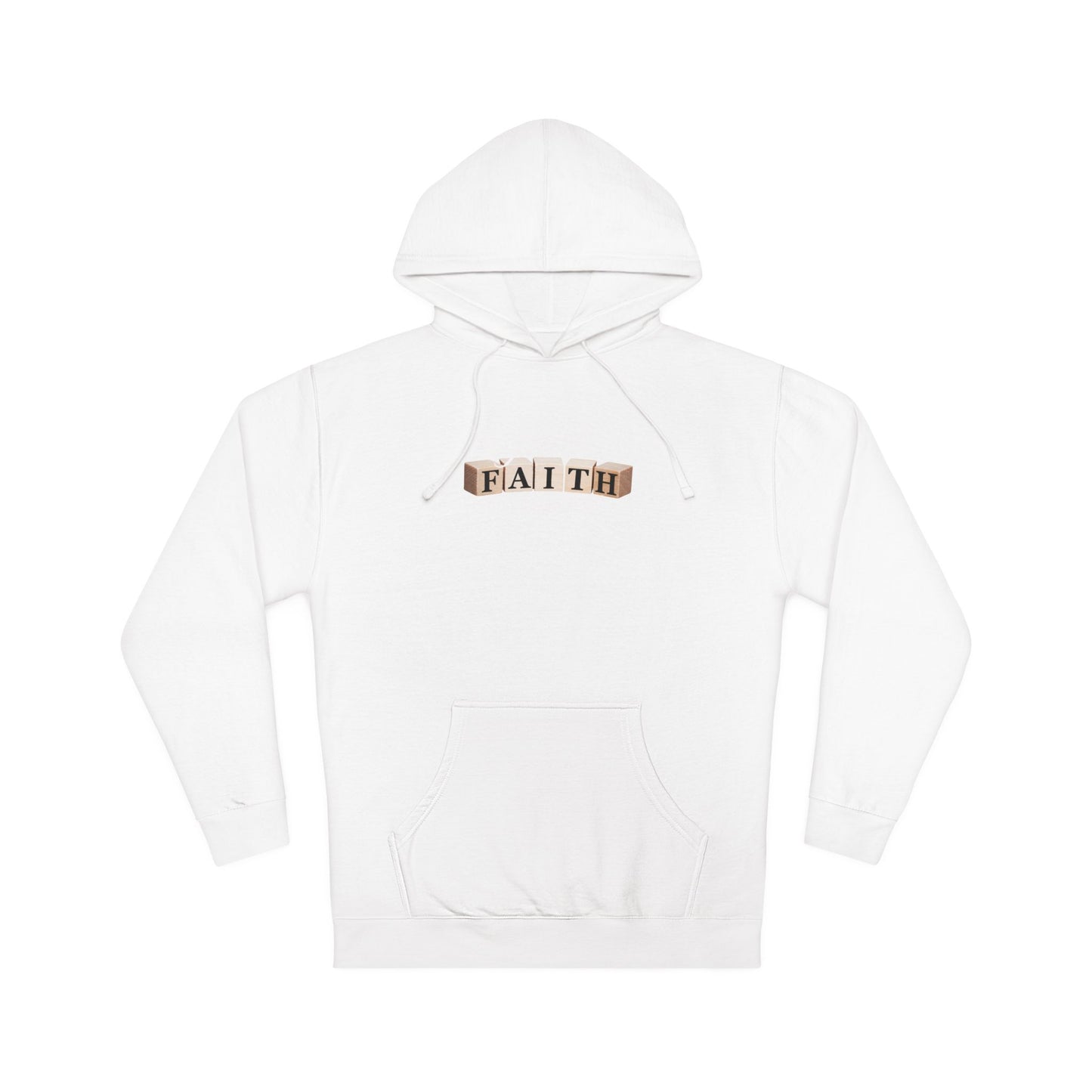 Faith Graphic Hoodie — Minimal Gold Lettering Christian Pullover