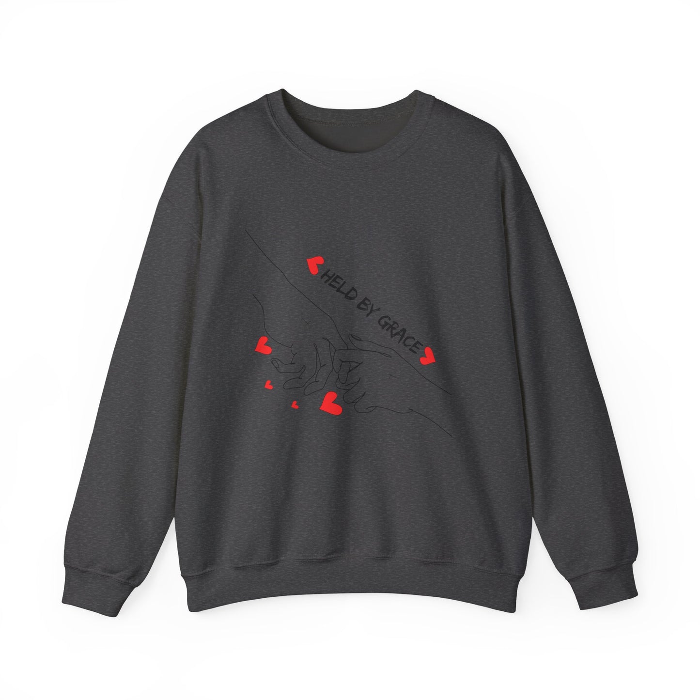 Crewneck Sweatshirt — "Held By Grace" Minimal Line Art Hands Design