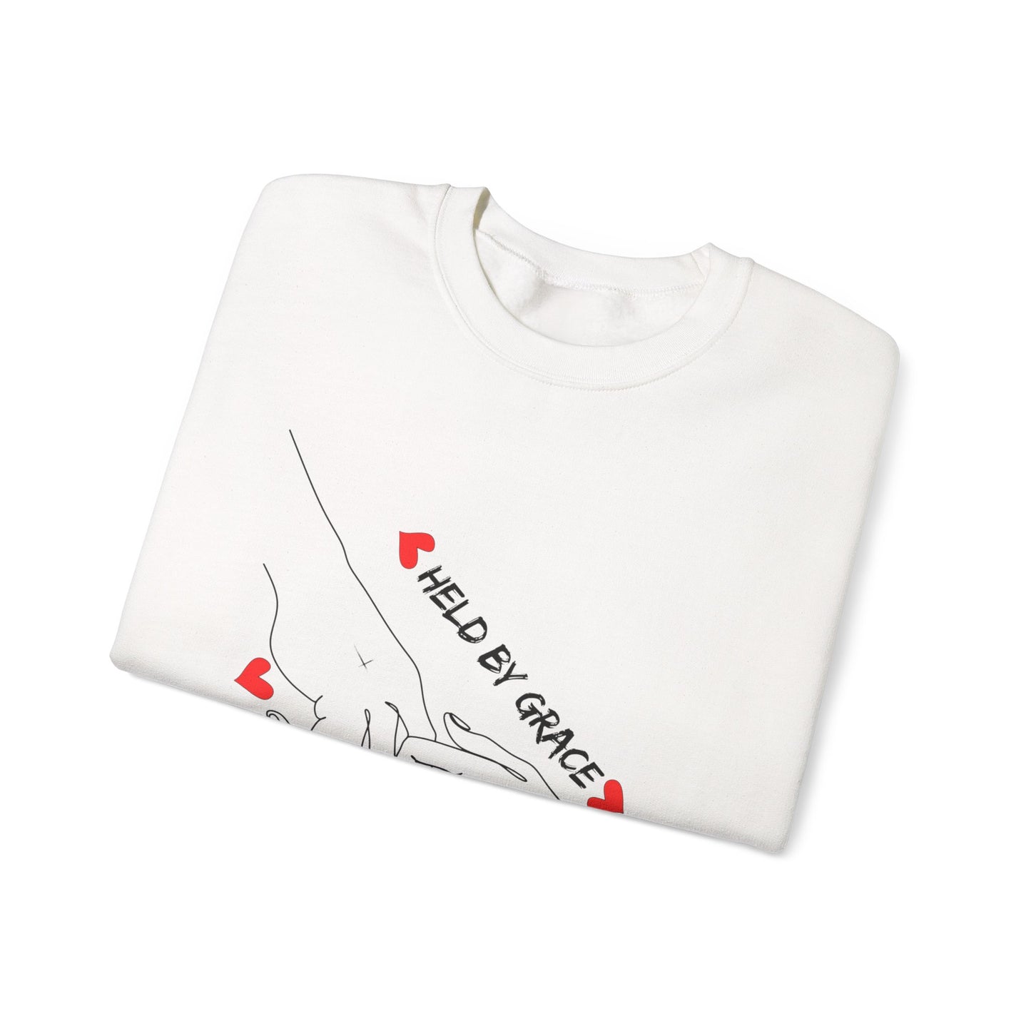 Crewneck Sweatshirt — "Held By Grace" Minimal Line Art Hands Design