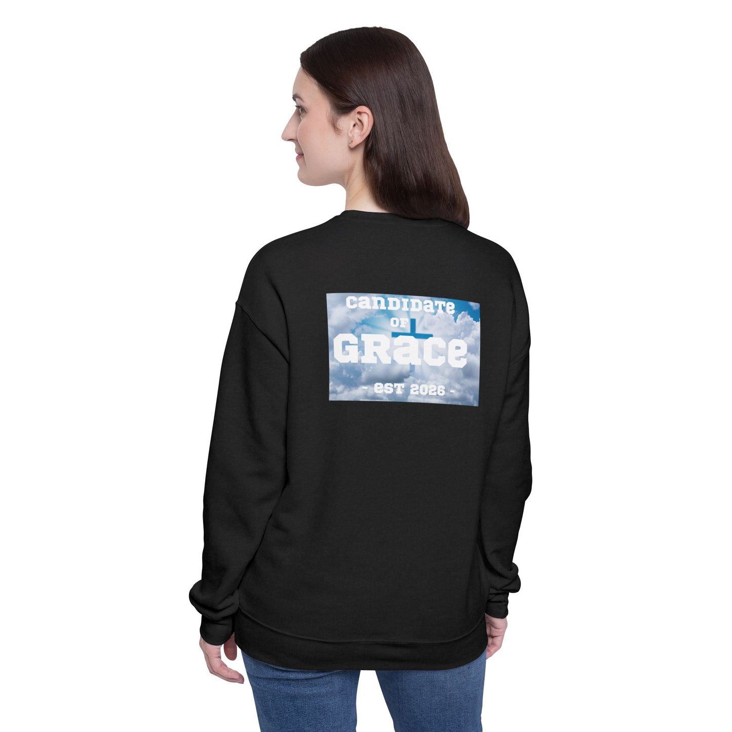 Grace Graphic Sweatshirt – 'Candidate of Grace' Cloud Print
