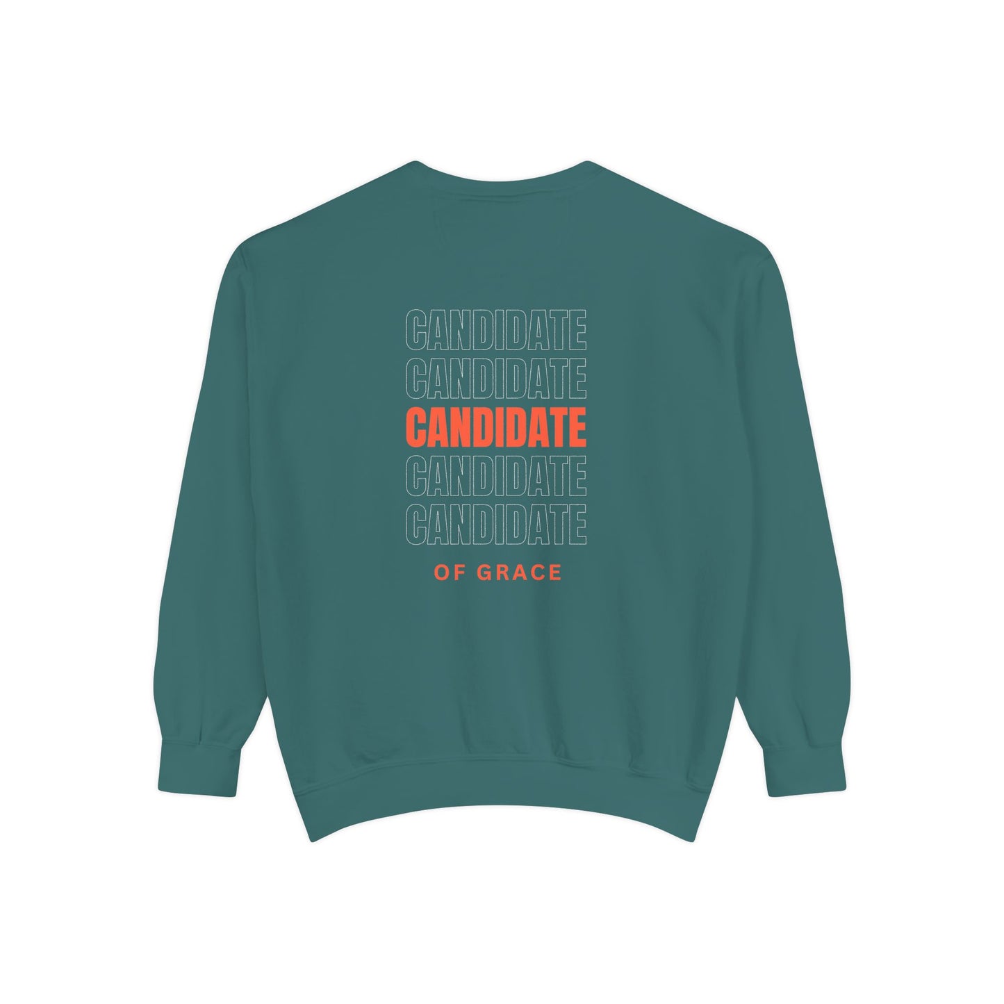 Grace Cross Sweatshirt — "Candidate of Grace" Christian Pullover
