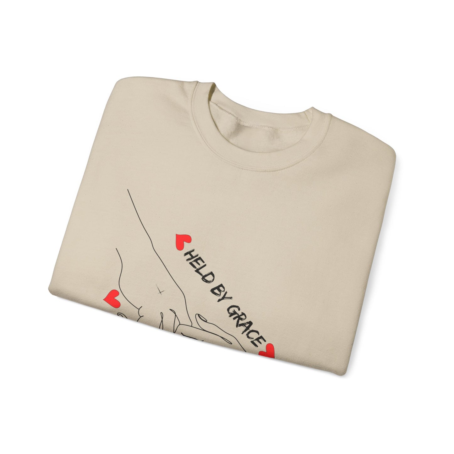 Crewneck Sweatshirt — "Held By Grace" Minimal Line Art Hands Design