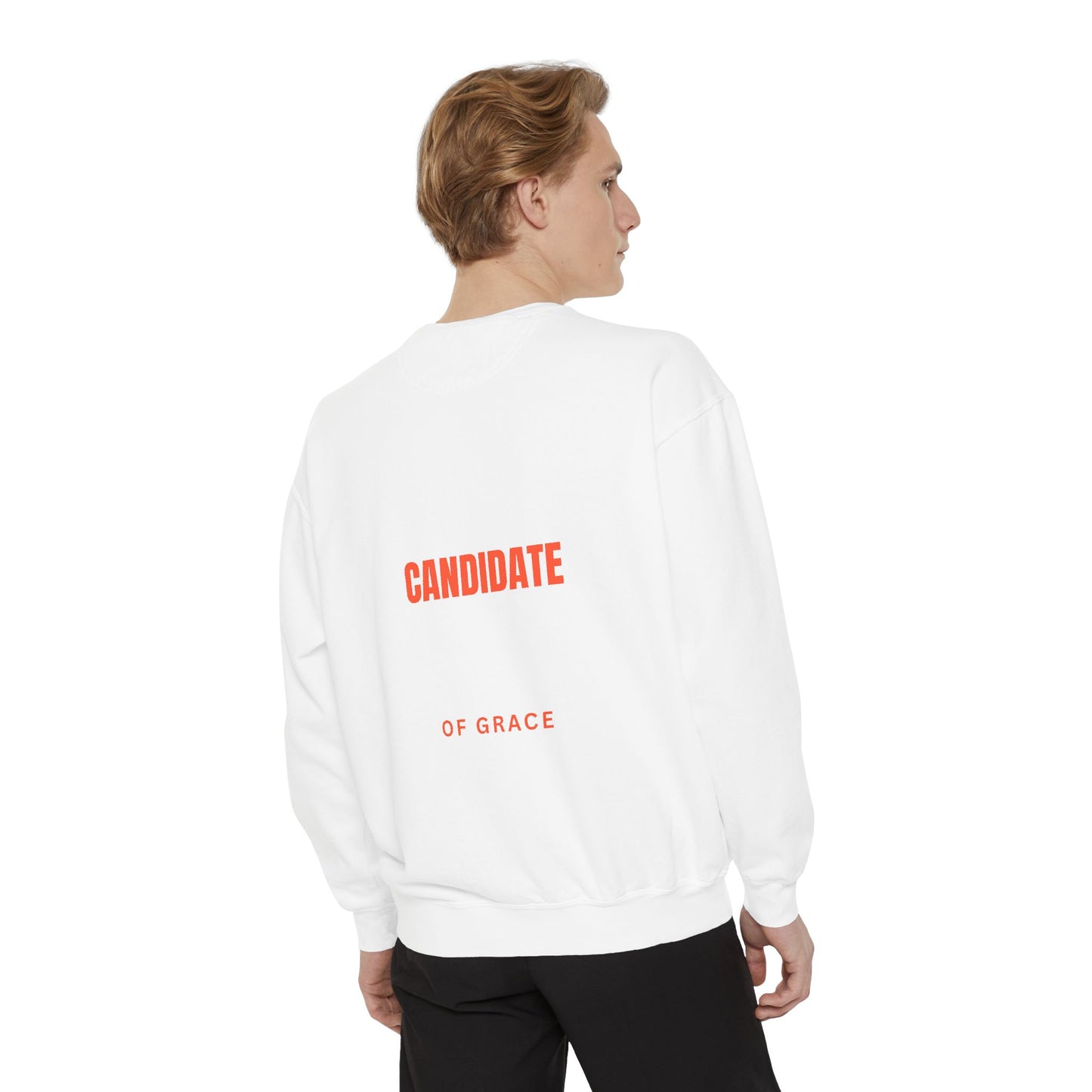 Grace Cross Sweatshirt — "Candidate of Grace" Christian Pullover
