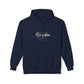 Retro Script "West Coast" White Hoodie — Vintage Stripe Graphic Pullover