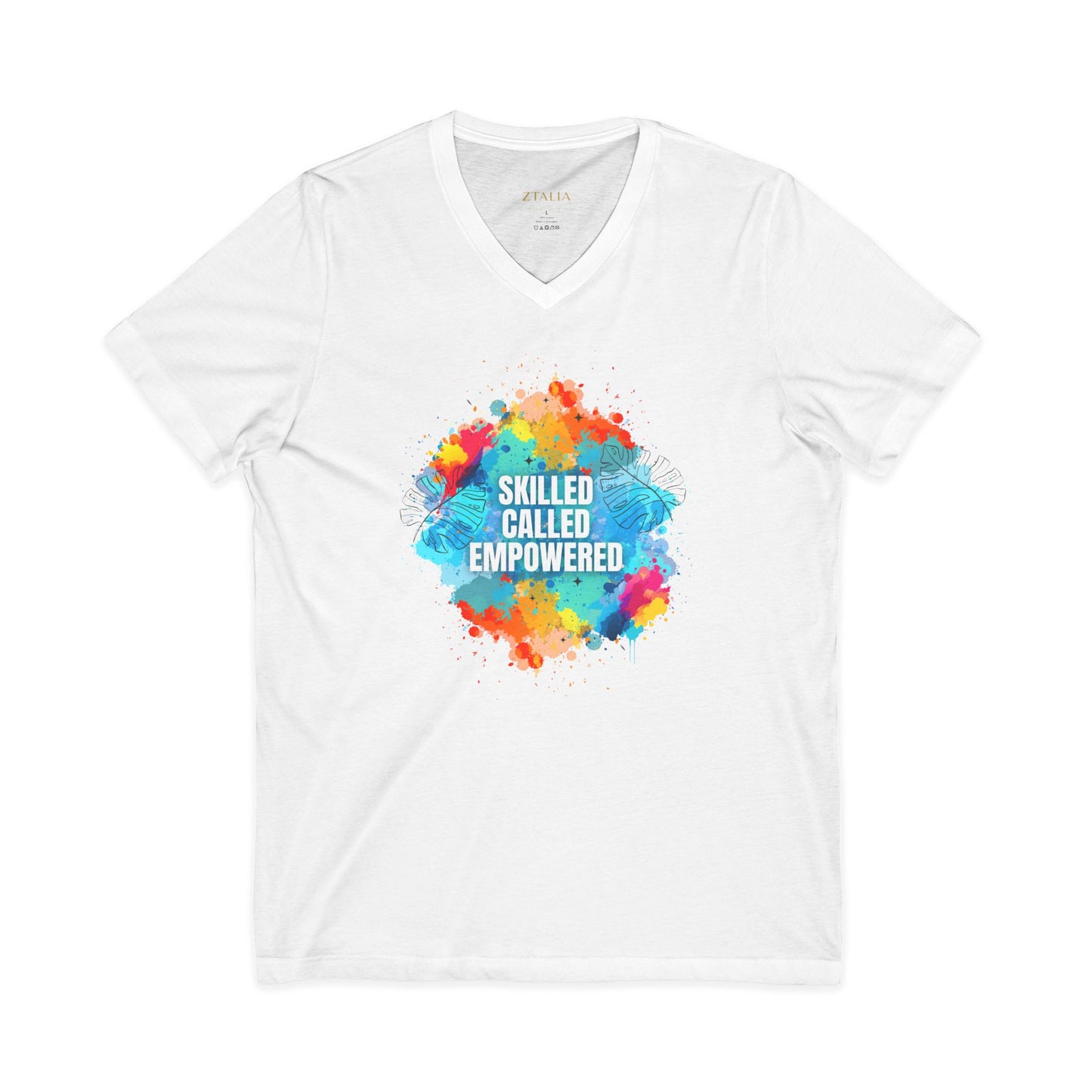 Skilled Called Empowered V-Neck Tee — Inspirational Watercolor Crew Shirt