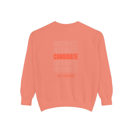 Grace Cross Sweatshirt — "Candidate of Grace" Christian Pullover