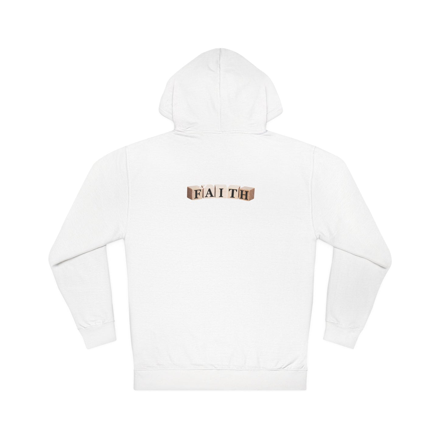 Faith Graphic Hoodie — Minimal Gold Lettering Christian Pullover