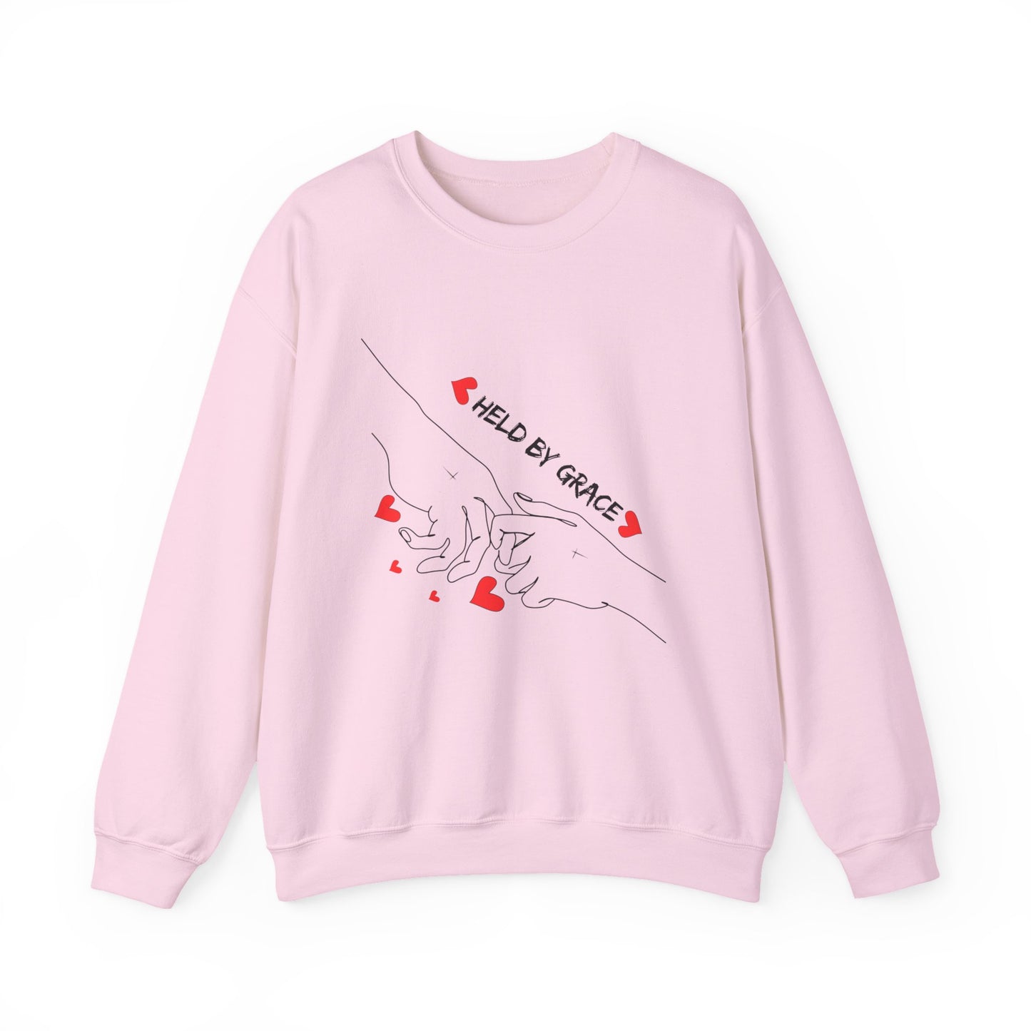 Crewneck Sweatshirt — "Held By Grace" Minimal Line Art Hands Design