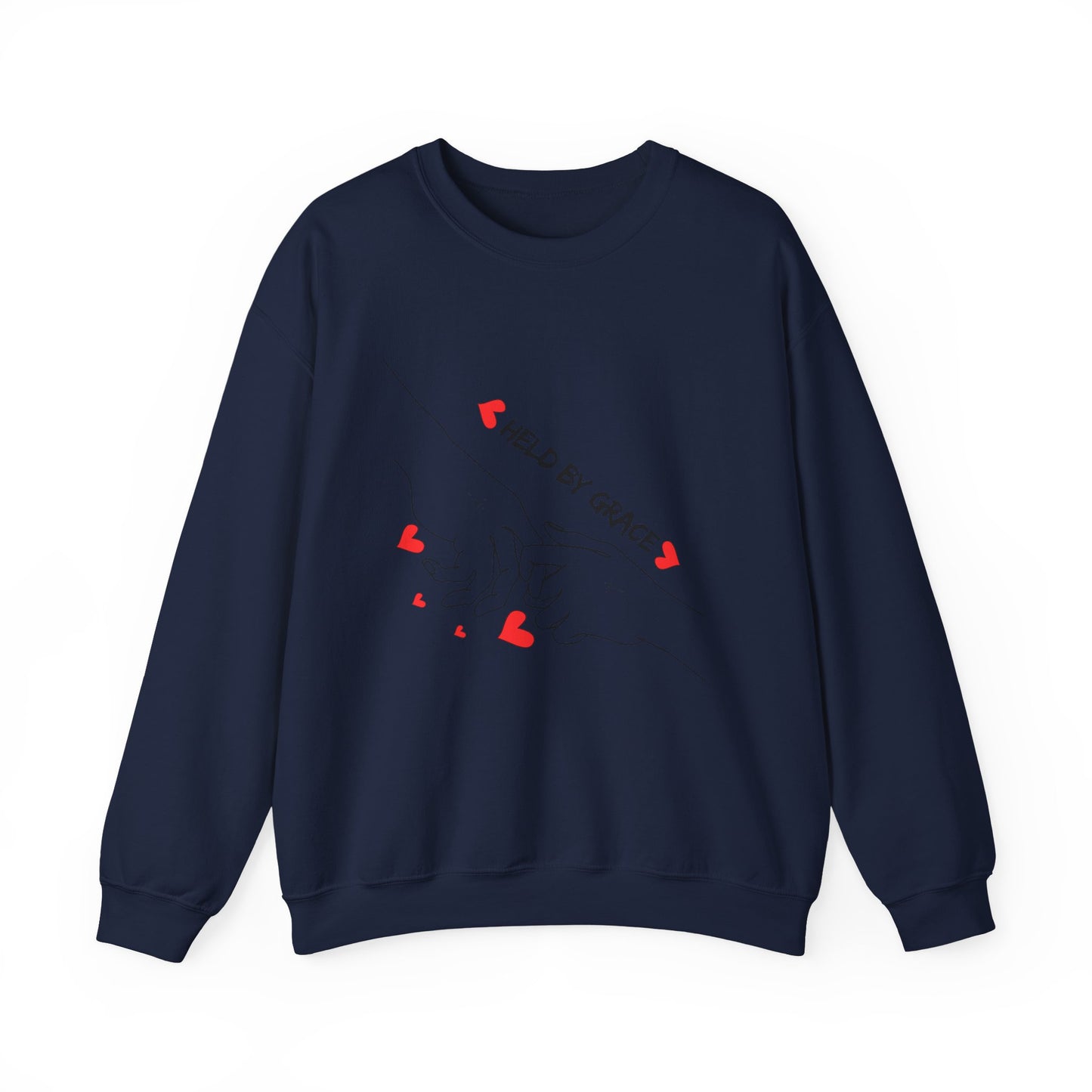 Crewneck Sweatshirt — "Held By Grace" Minimal Line Art Hands Design