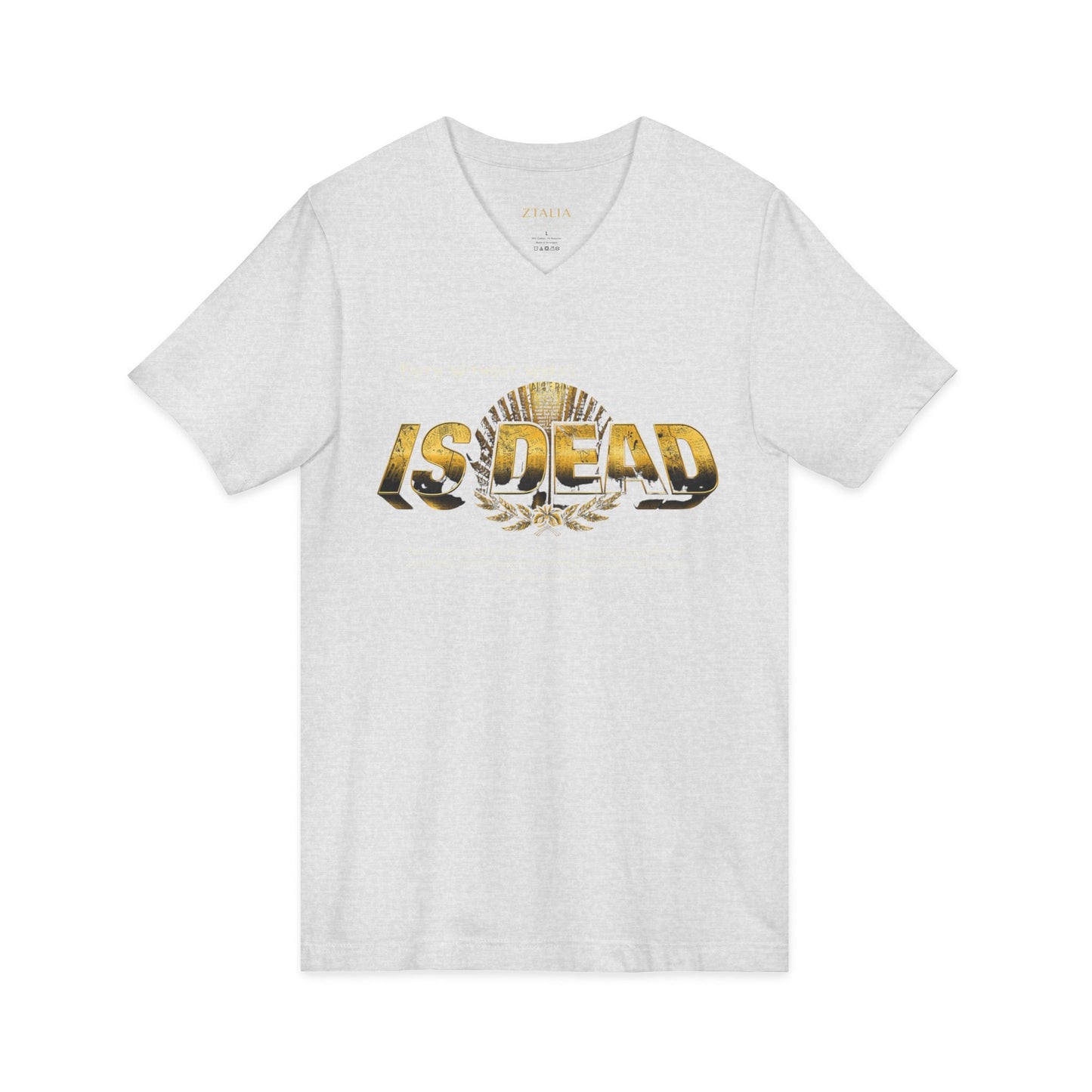 V-Neck Tee — 'Faith without Work is Dead' Vintage Sun Graphic