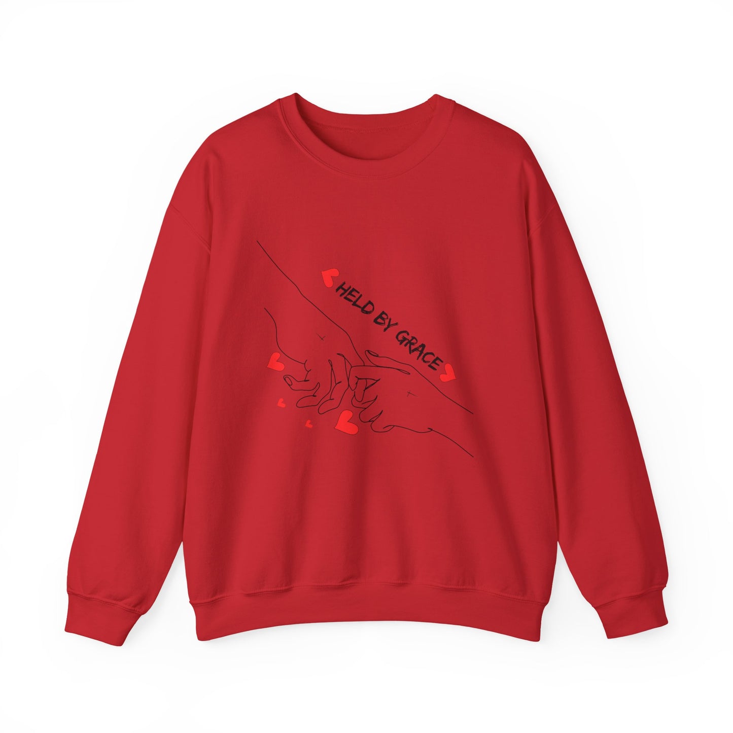 Crewneck Sweatshirt — "Held By Grace" Minimal Line Art Hands Design