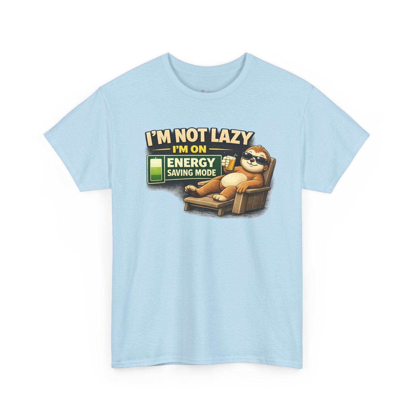 Funny Sloth T-Shirt – "I'm Not Lazy I'm On Energy Saving Mode" Graphic Tee