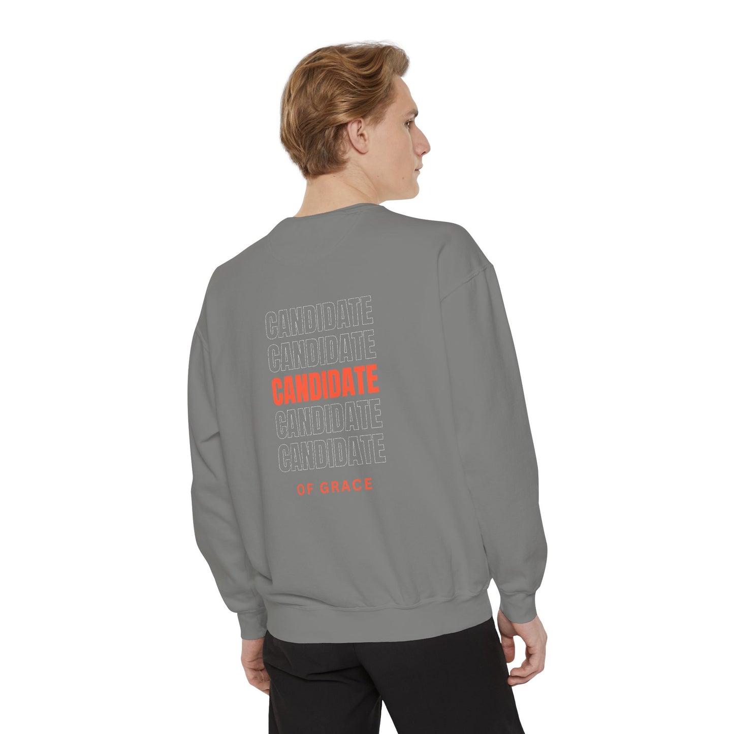 Grace Cross Sweatshirt — "Candidate of Grace" Christian Pullover