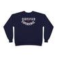 Crewneck Sweatshirt — "Certified by Experience" Minimal Graphic