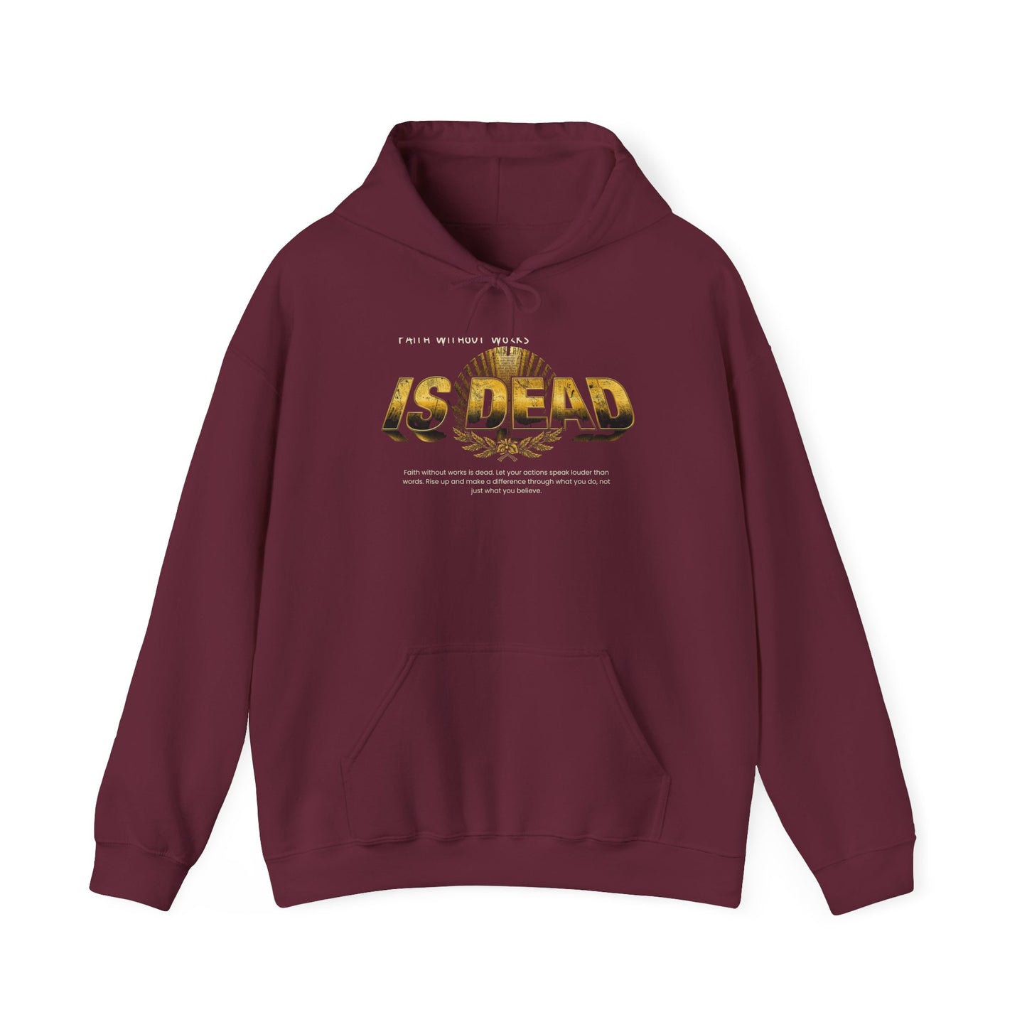 Hoodie — 'Without work is Dead' Gold Baroque Graphic Hooded Sweatshirt