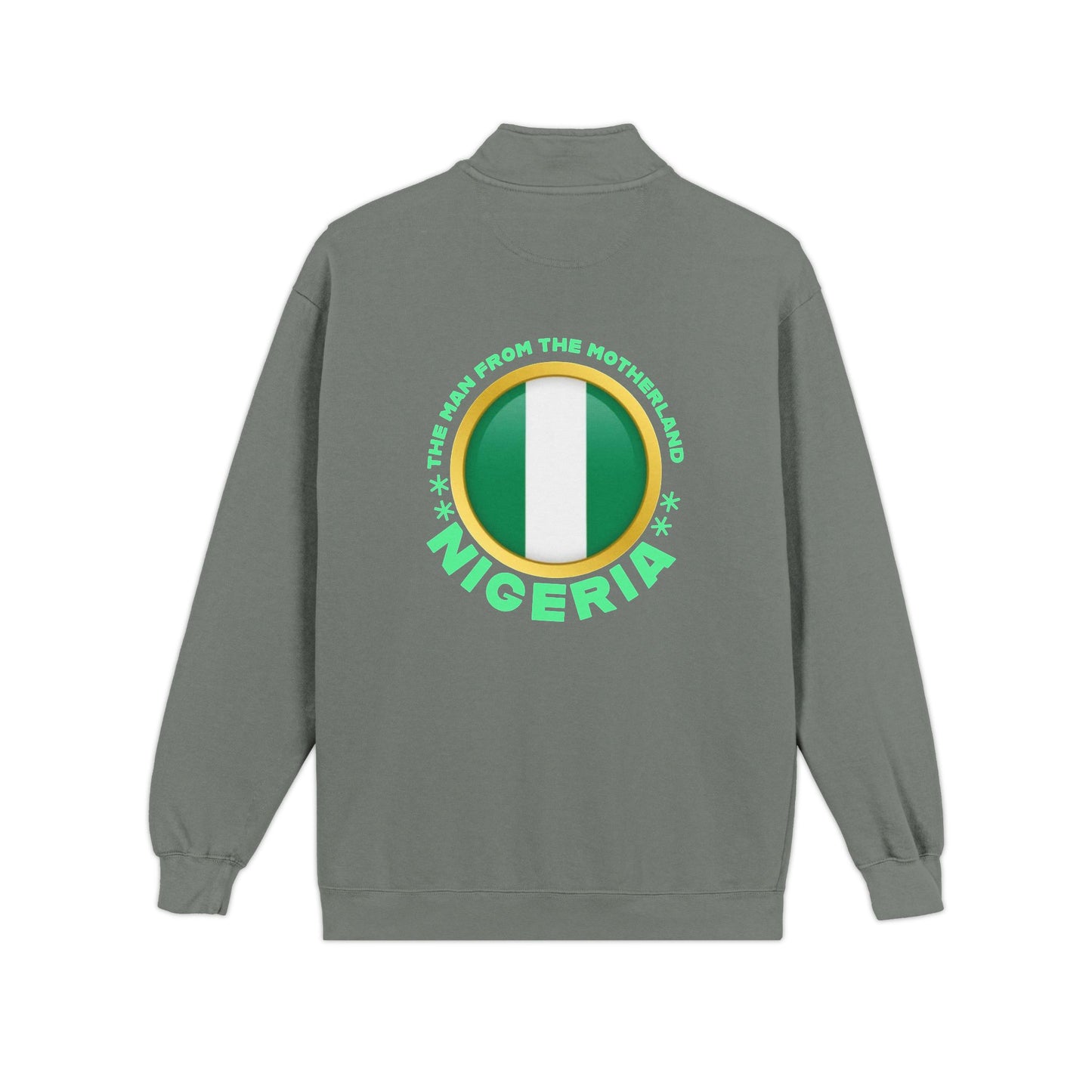 Nigeria Pride Quarter-Zip Sweatshirt — 'Stand Proud' Flag Design