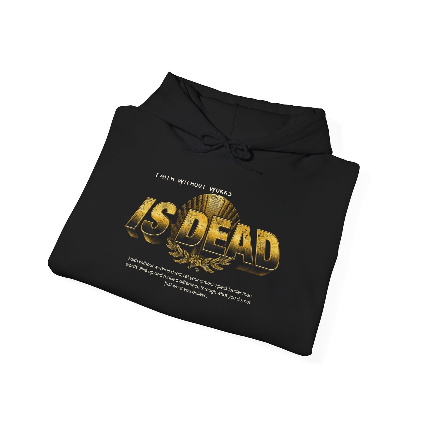 Hoodie — 'Without work is Dead' Gold Baroque Graphic Hooded Sweatshirt