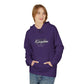Retro Script "West Coast" White Hoodie — Vintage Stripe Graphic Pullover