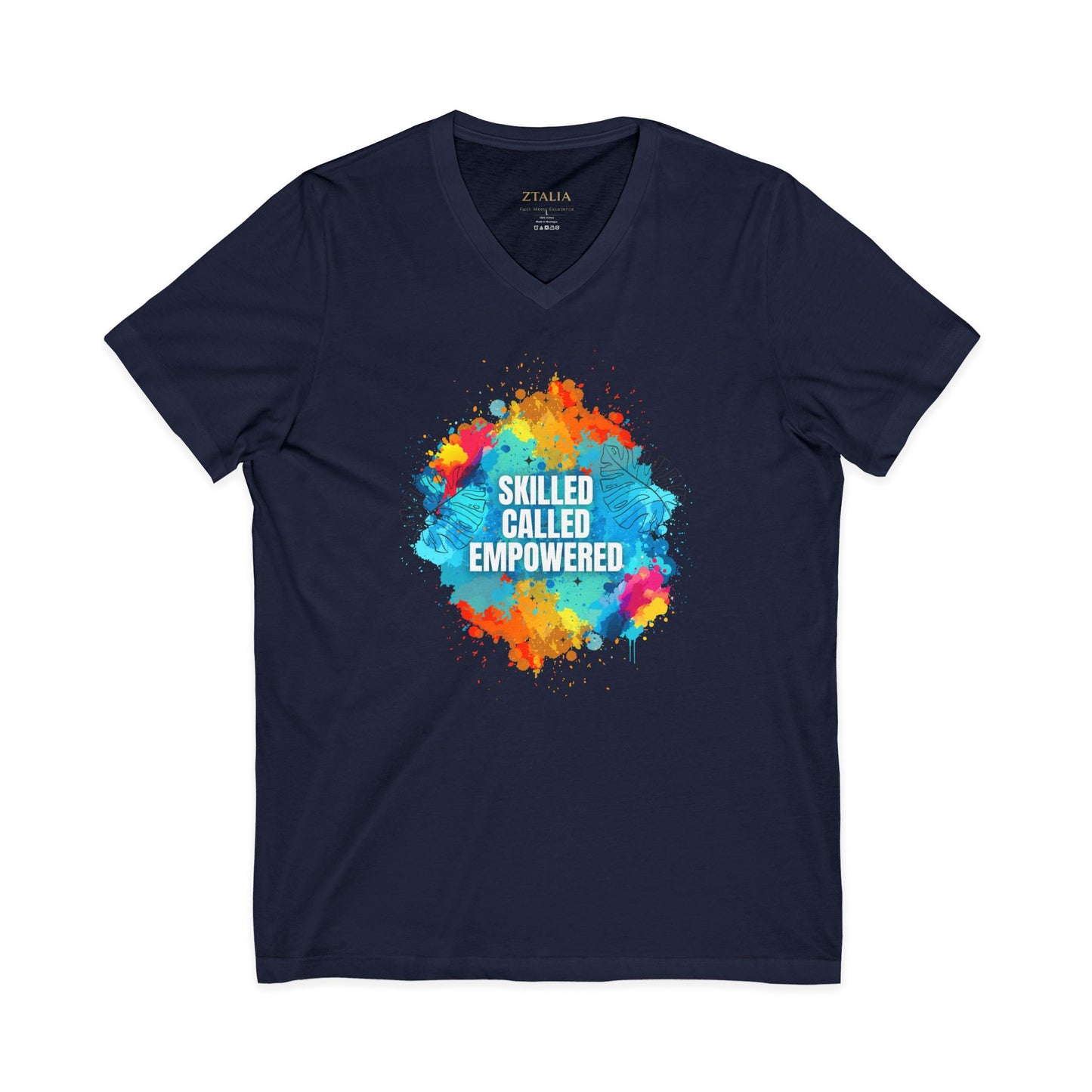Skilled Called Empowered V-Neck Tee — Inspirational Watercolor Crew Shirt