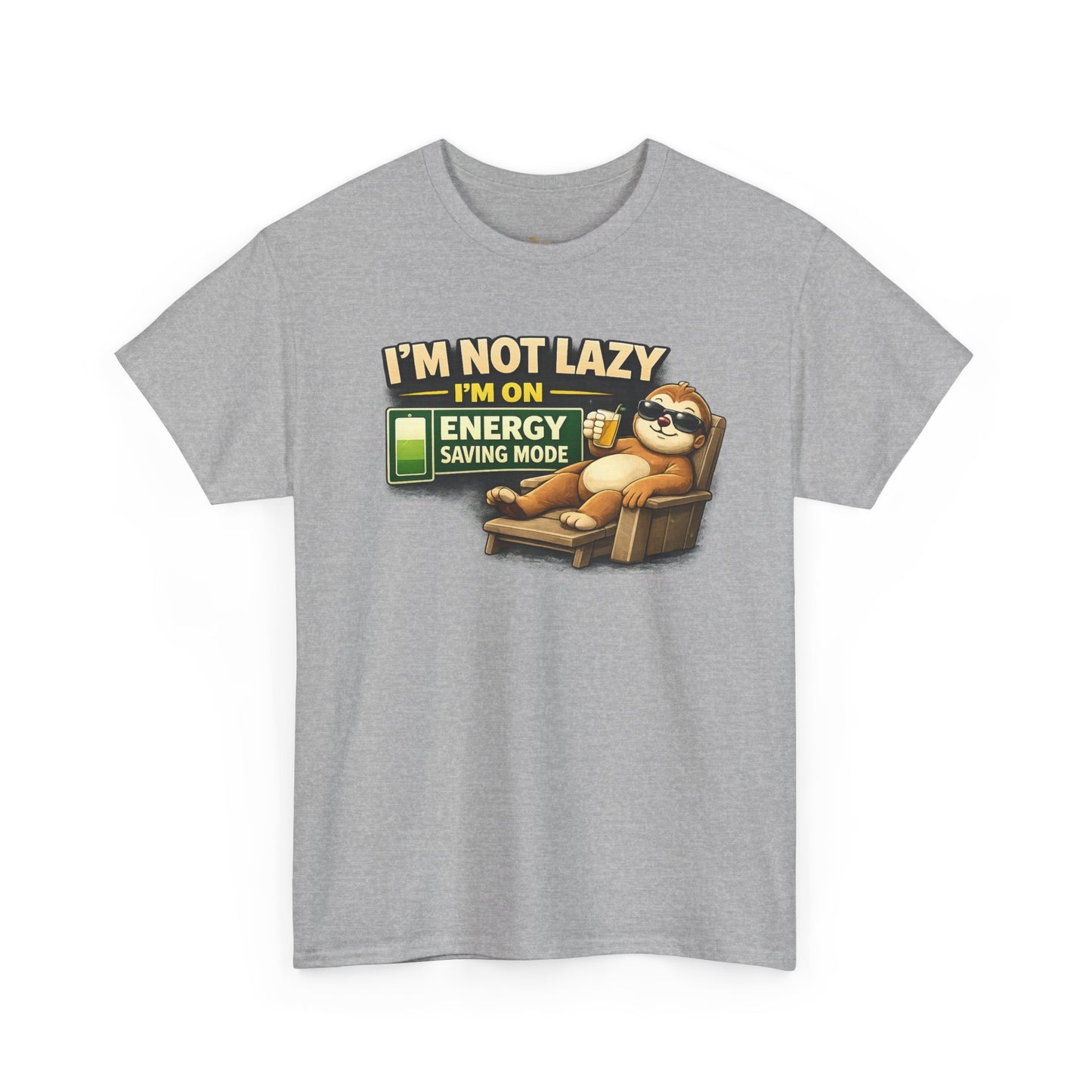 Funny Sloth T-Shirt – "I'm Not Lazy I'm On Energy Saving Mode" Graphic Tee