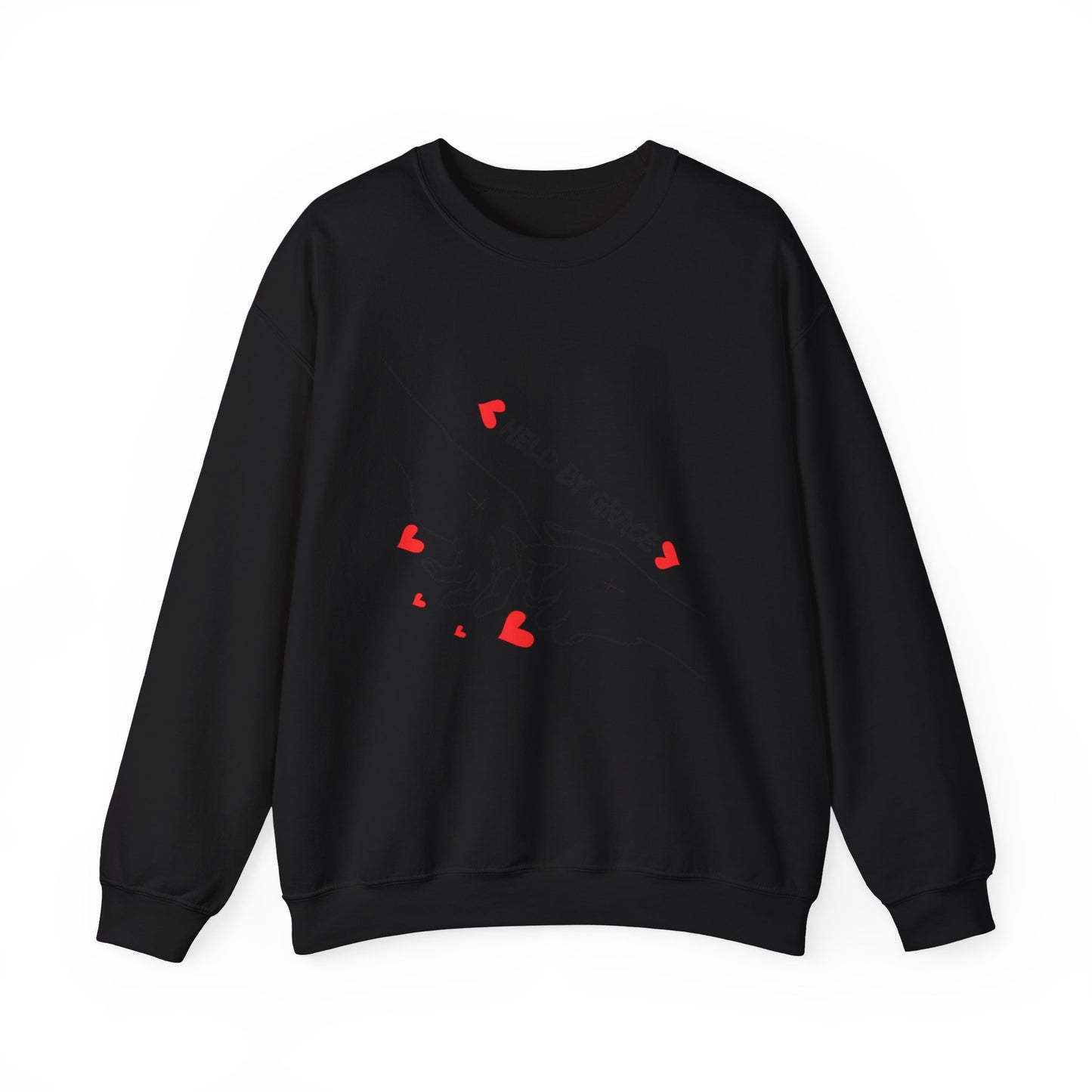Crewneck Sweatshirt — "Held By Grace" Minimal Line Art Hands Design
