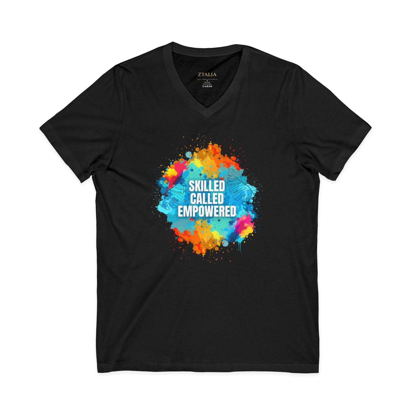 Skilled Called Empowered V-Neck Tee — Inspirational Watercolor Crew Shirt