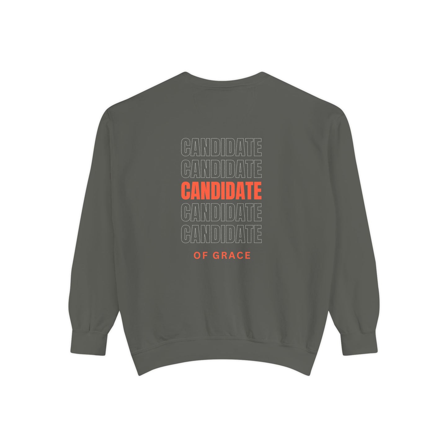 Grace Cross Sweatshirt — "Candidate of Grace" Christian Pullover