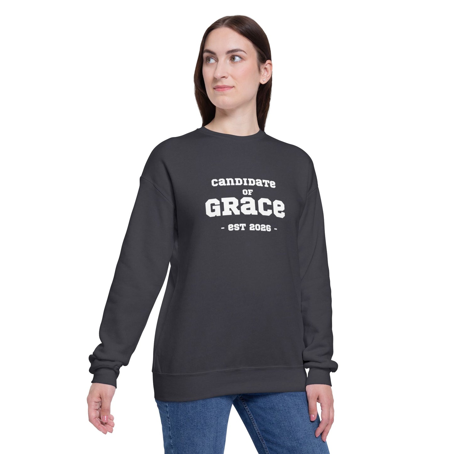 Grace Graphic Sweatshirt – 'Candidate of Grace' Cloud Print