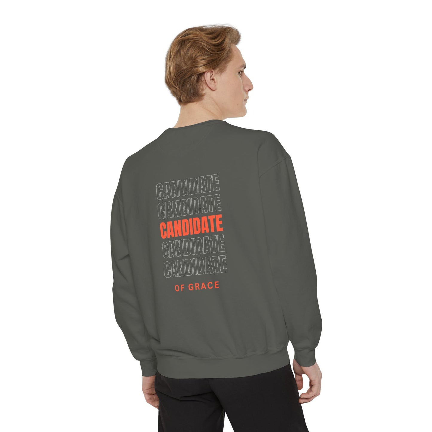 Grace Cross Sweatshirt — "Candidate of Grace" Christian Pullover