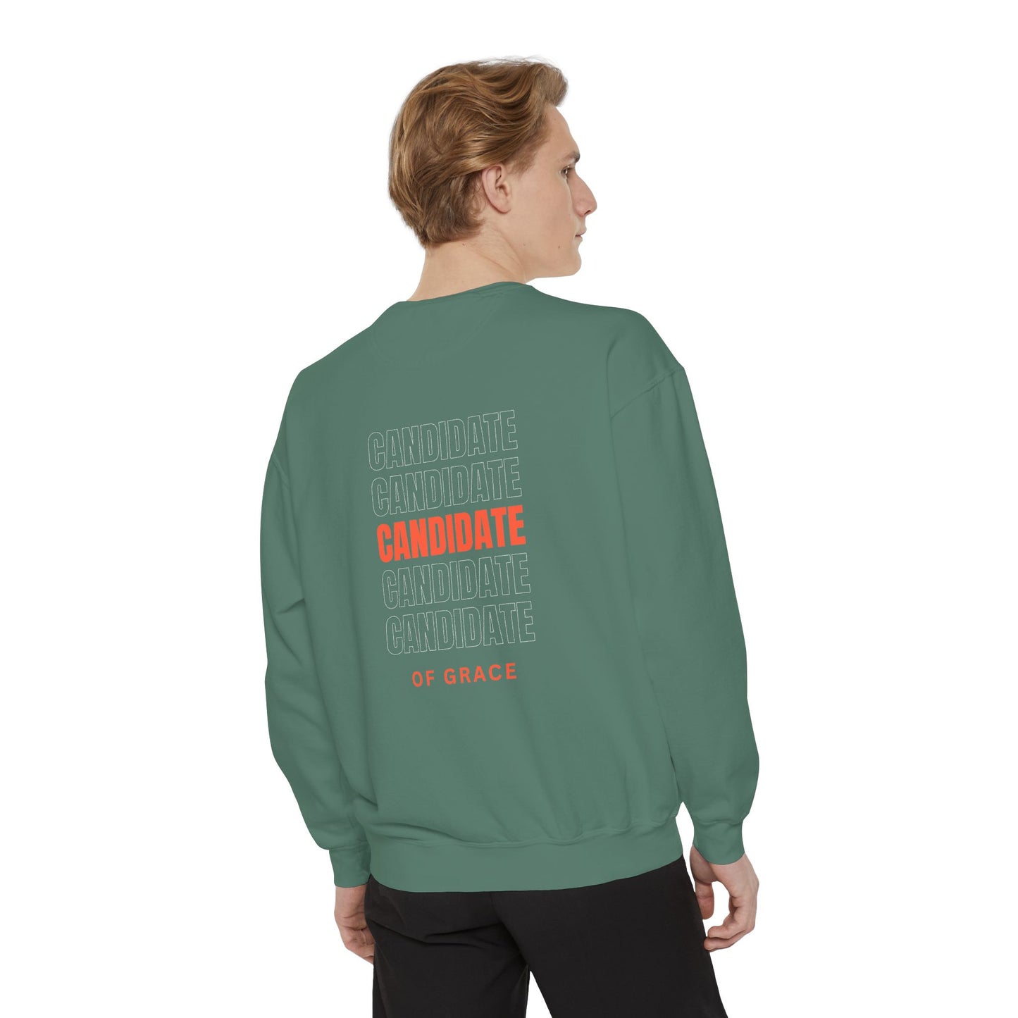 Grace Cross Sweatshirt — "Candidate of Grace" Christian Pullover