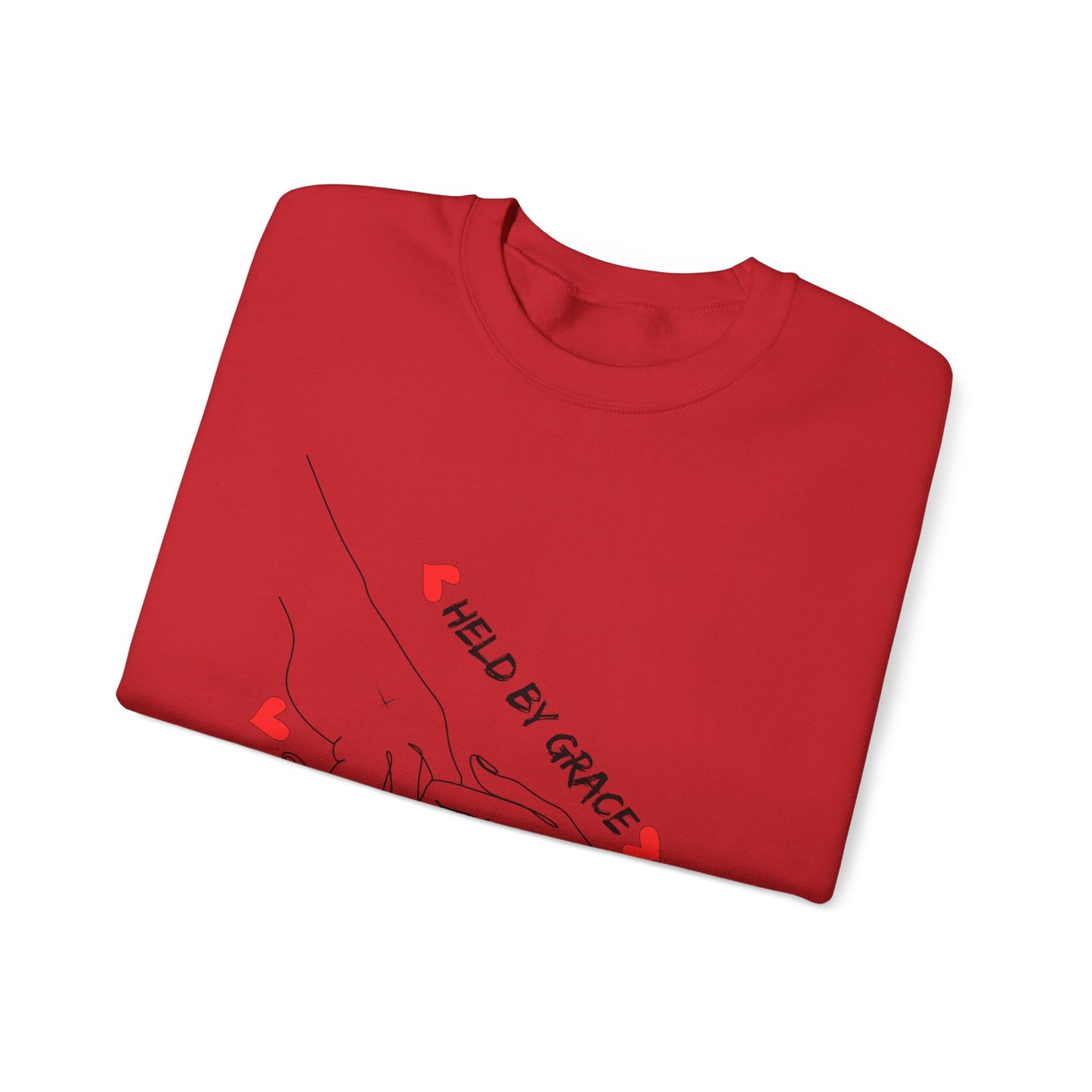 Crewneck Sweatshirt — "Held By Grace" Minimal Line Art Hands Design