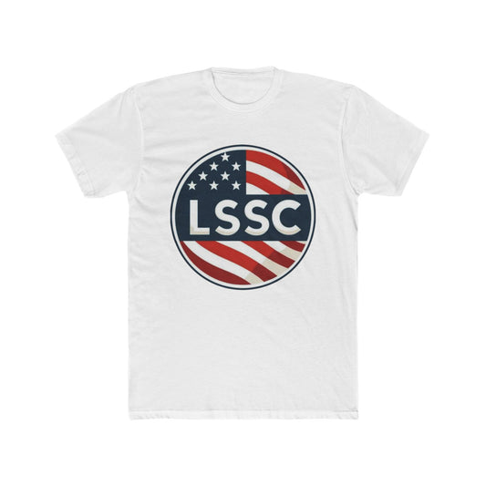 LSSC Patriotic Unisex Cotton Crew Tee, Casual Wear, USA Flag Shirt, Summer Outfit, Gift for Independence Day, Everyday Style