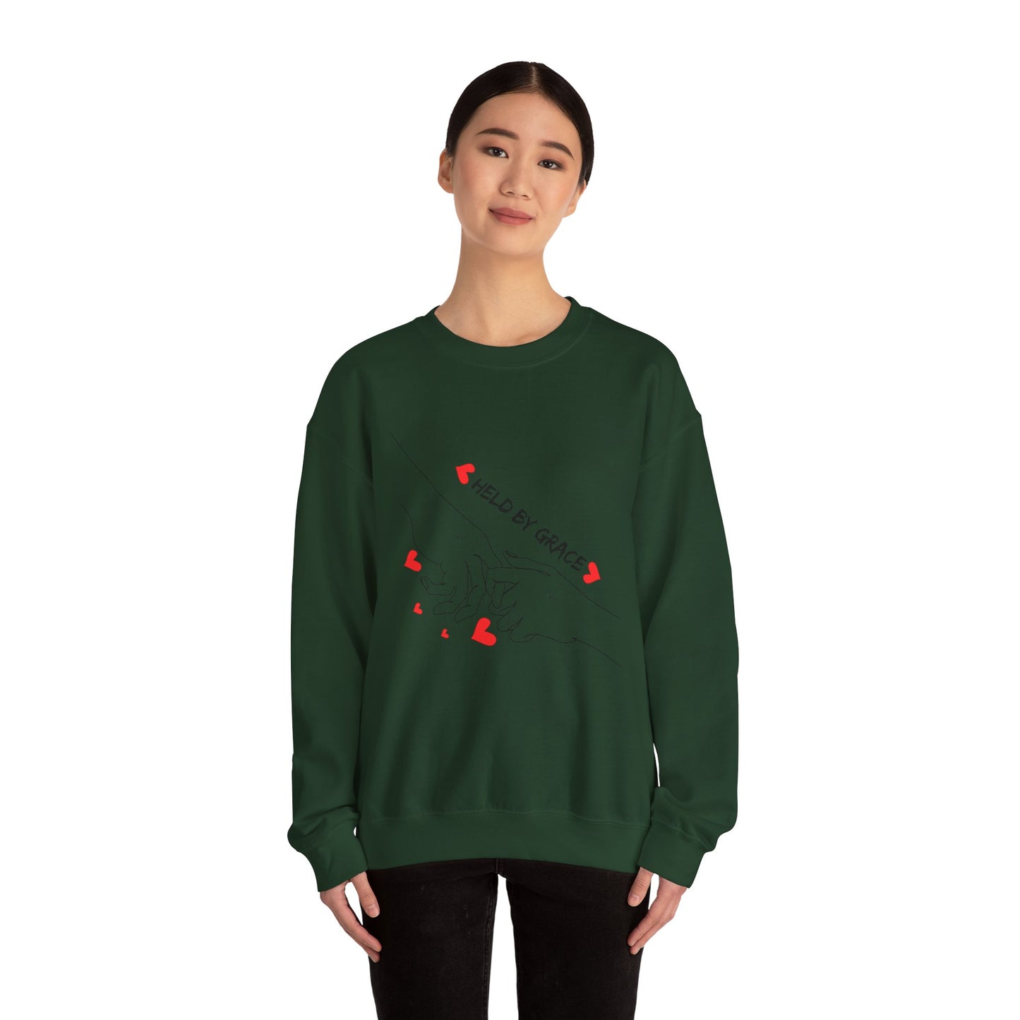 Crewneck Sweatshirt — "Held By Grace" Minimal Line Art Hands Design