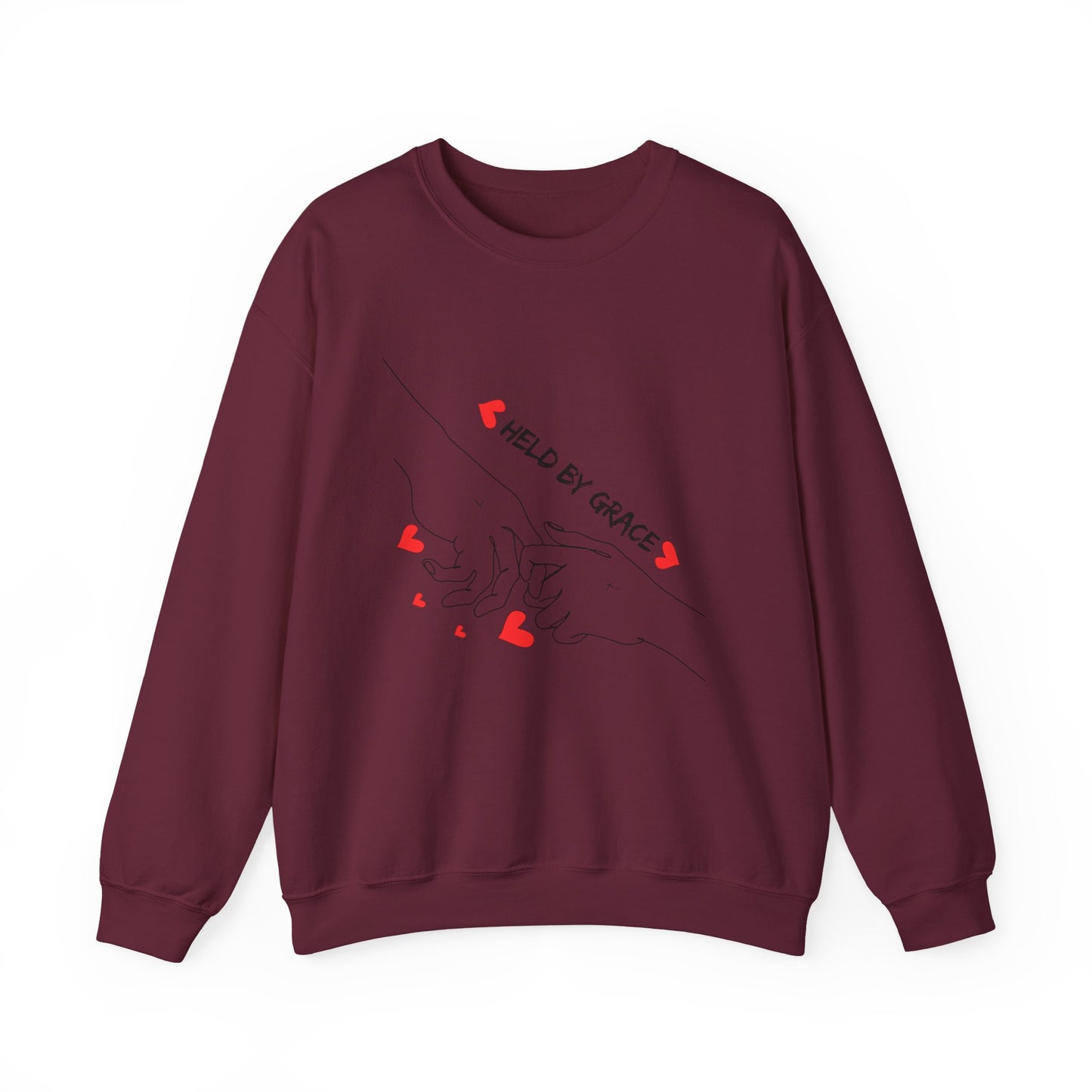 Crewneck Sweatshirt — "Held By Grace" Minimal Line Art Hands Design