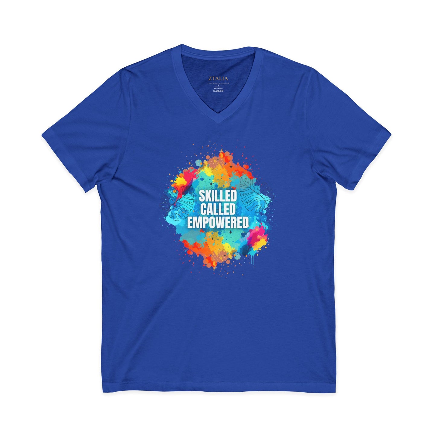 Skilled Called Empowered V-Neck Tee — Inspirational Watercolor Crew Shirt