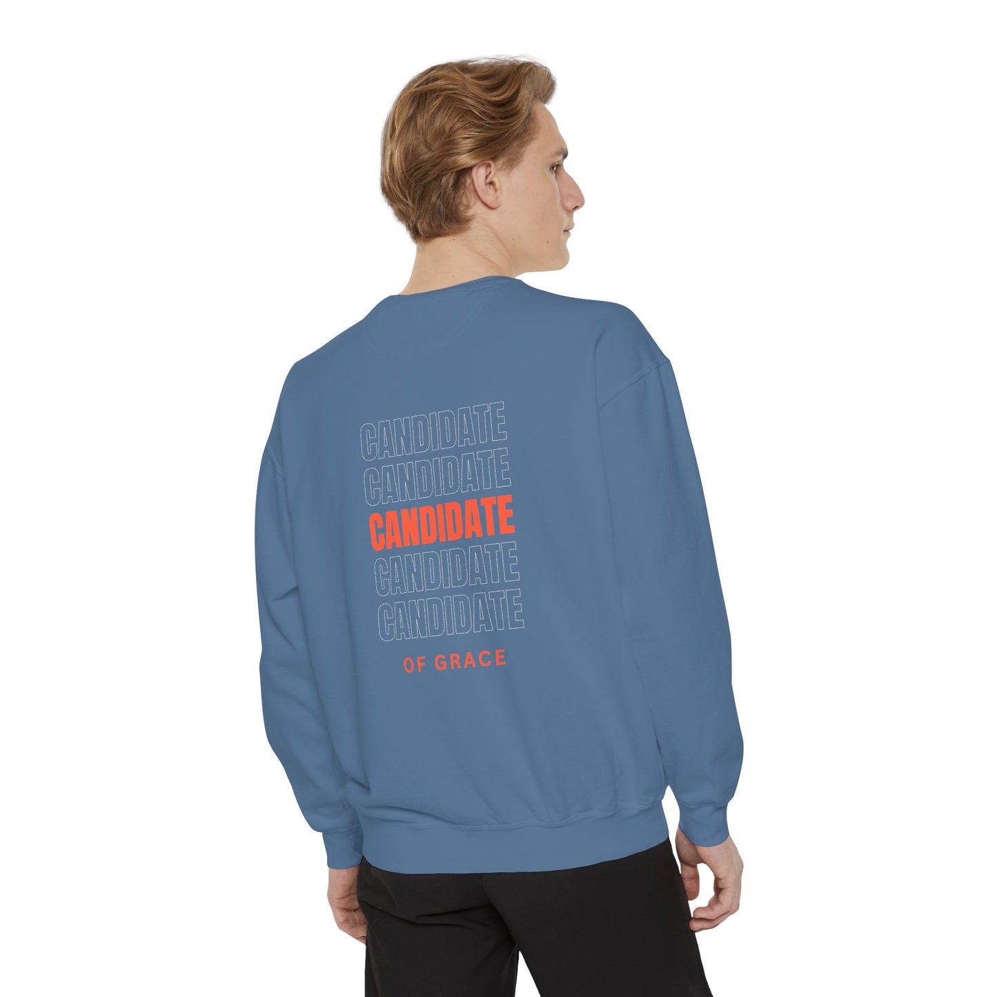 Grace Cross Sweatshirt — "Candidate of Grace" Christian Pullover